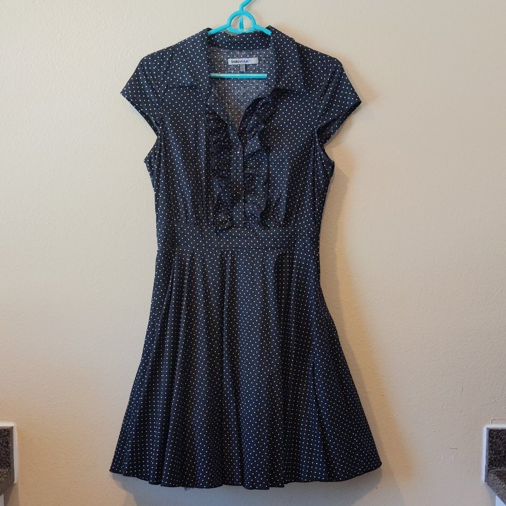 Vintage polka dot ruffle shirtdress